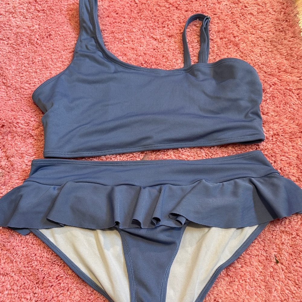 Blue Ruffled Bikini Set - Picture 1 of 1
